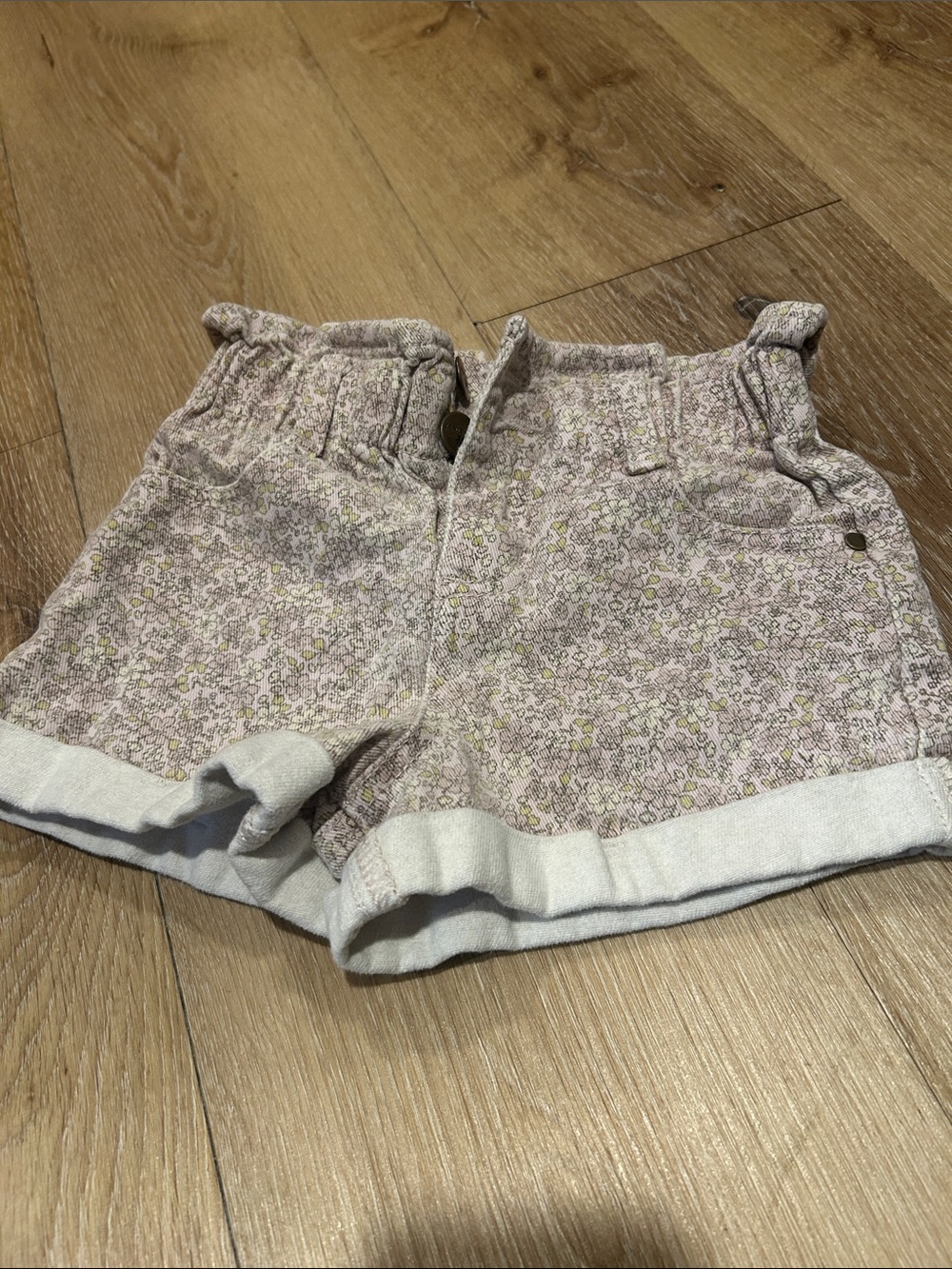 Jamie Kay Lilac Floral Paperbag Shorts with White Cuffs